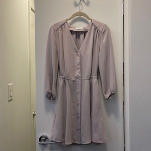 Babaton long sleeve dress with elastic waist and side pockets